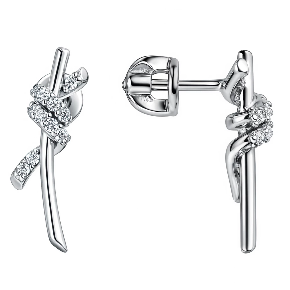 Серьги с фианитами из серебра 925 пробы