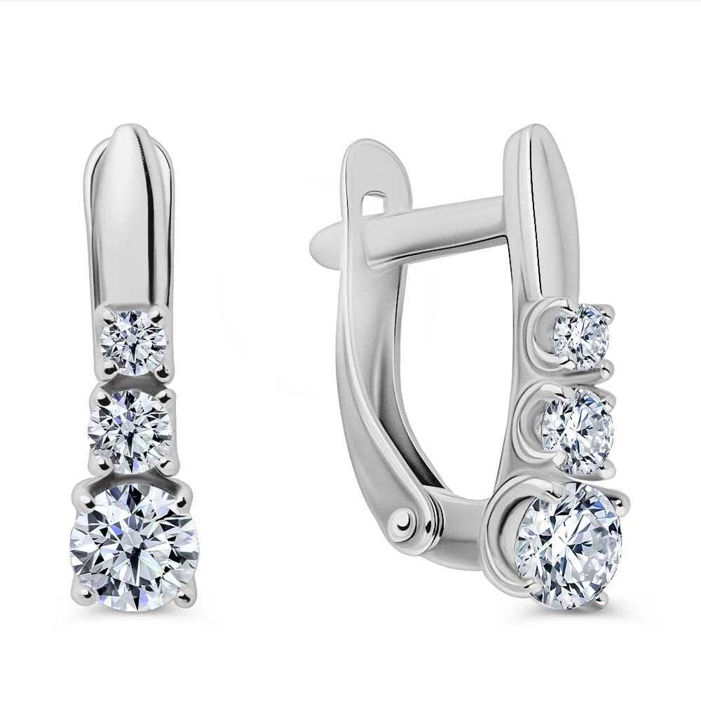 Серьги с фианитами из серебра 925 пробы