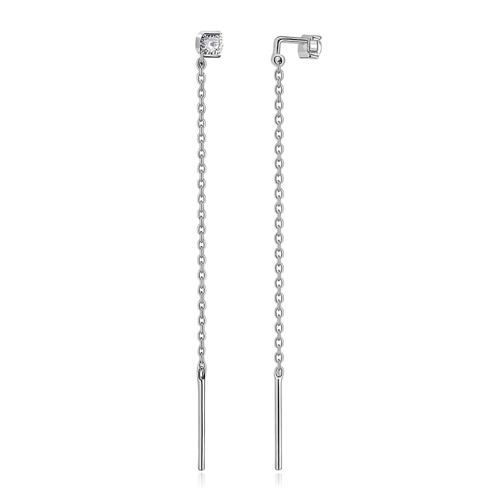 Серьги с фианитами из серебра 925 пробы