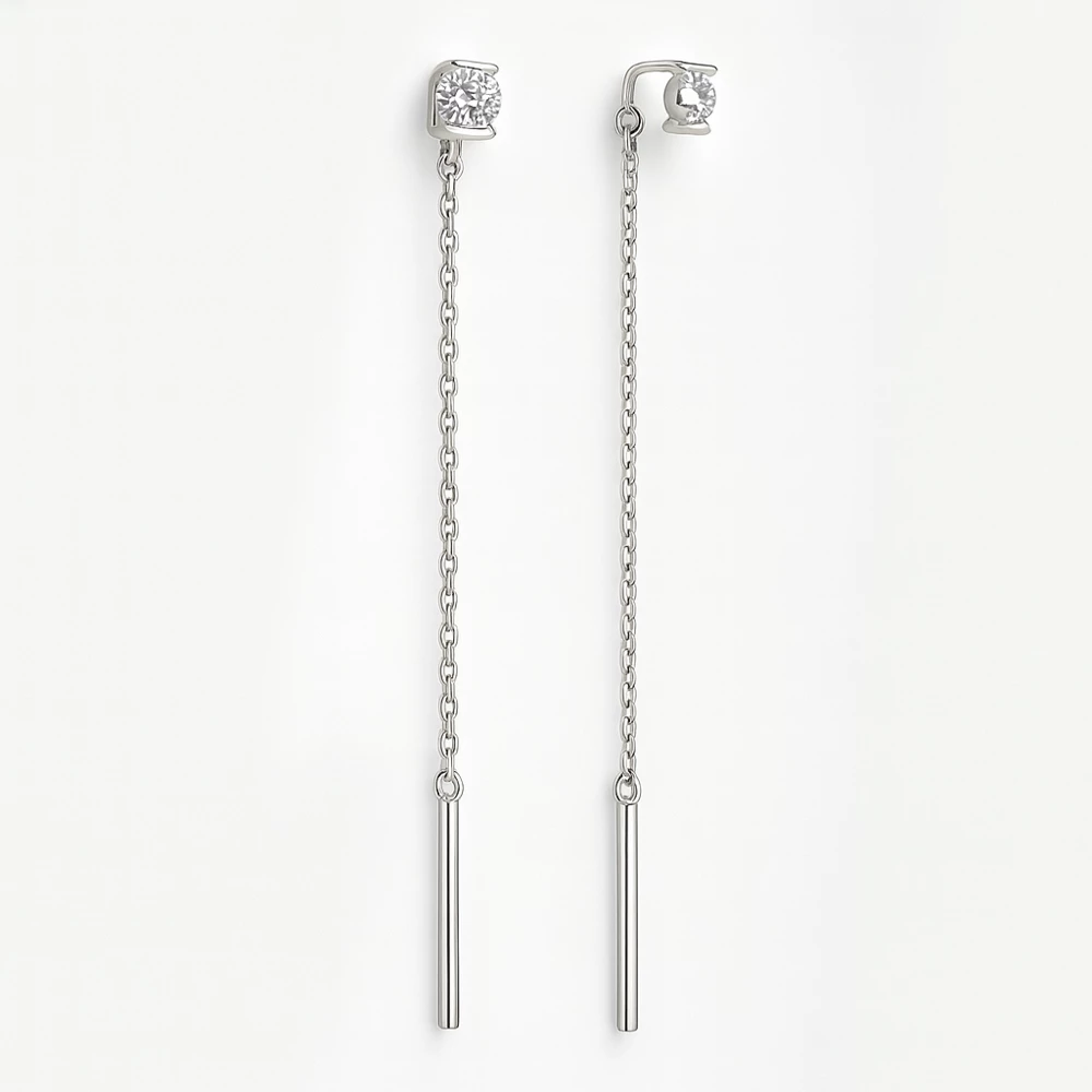 Серьги с фианитами из серебра 925 пробы