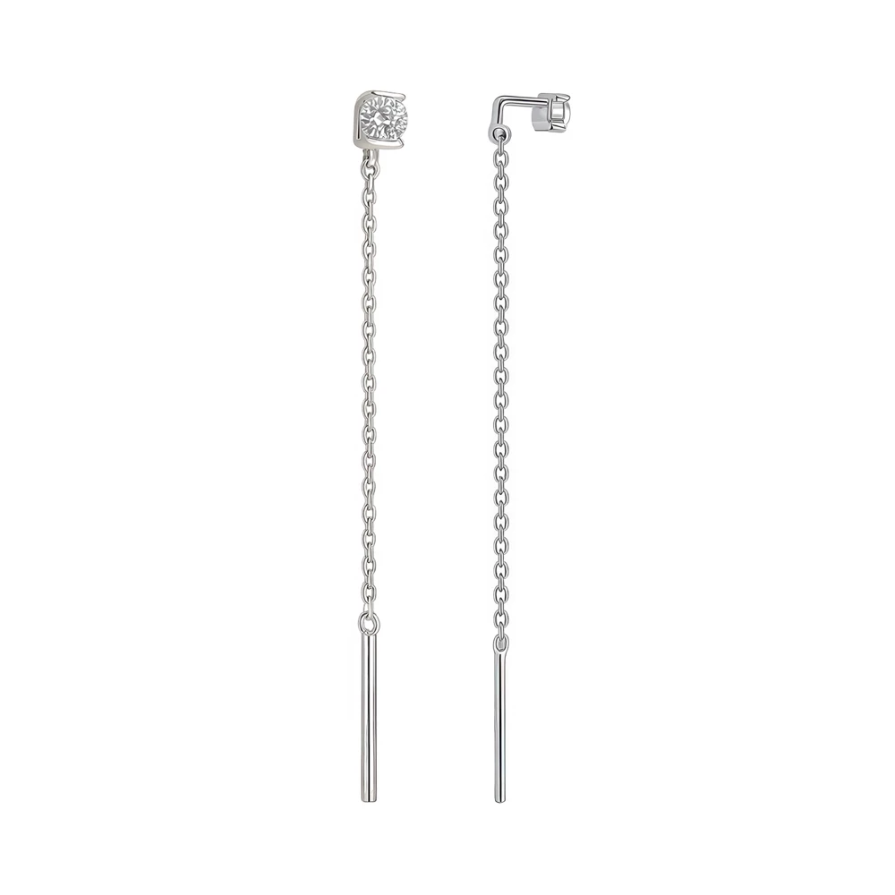 Серьги с фианитами из серебра 925 пробы