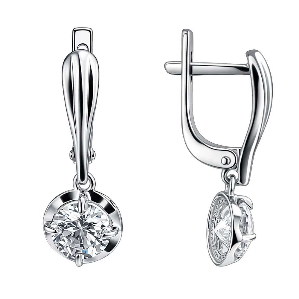 Серьги с фианитами из серебра 925 пробы