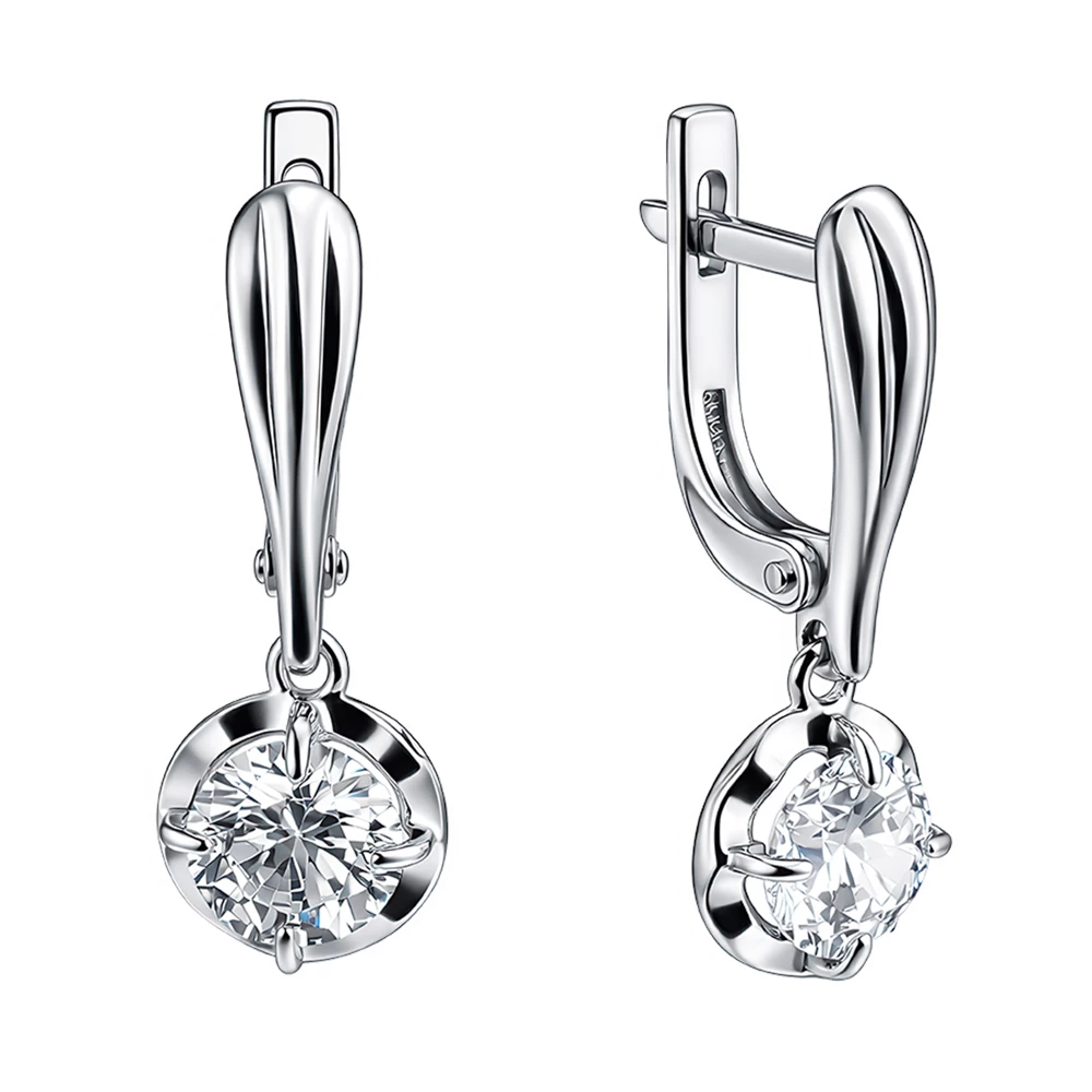 Серьги с фианитами из серебра 925 пробы