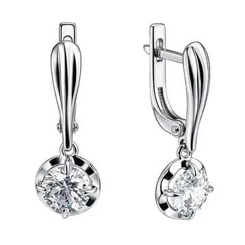 Серьги с фианитами из серебра 925 пробы