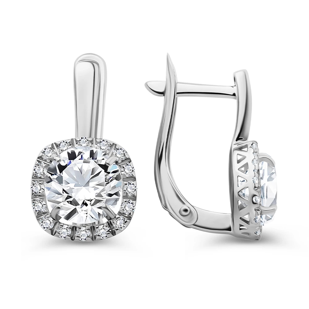 Серьги с фианитами из серебра 925 пробы
