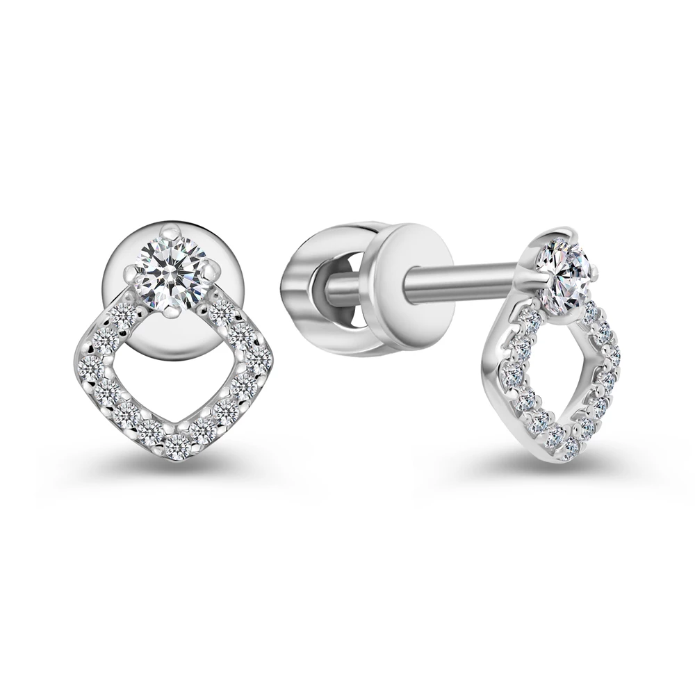 Серьги с фианитами из серебра 925 пробы