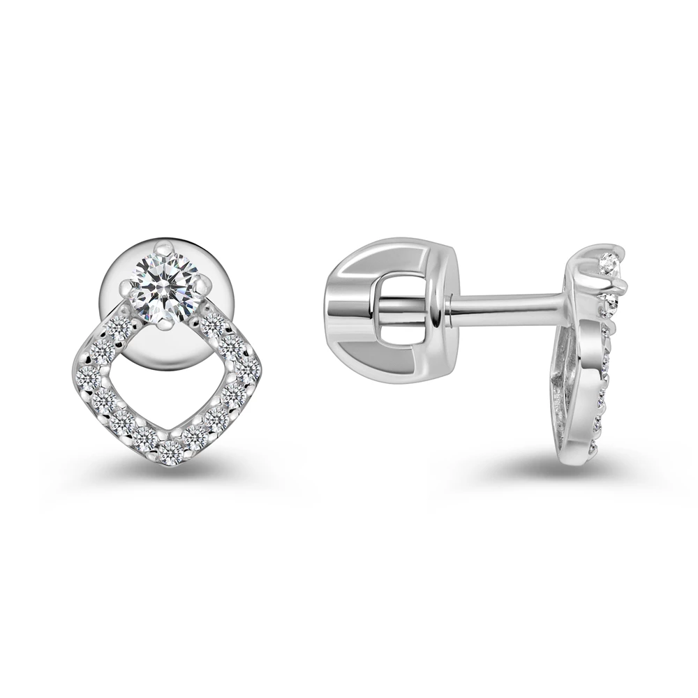 Серьги с фианитами из серебра 925 пробы