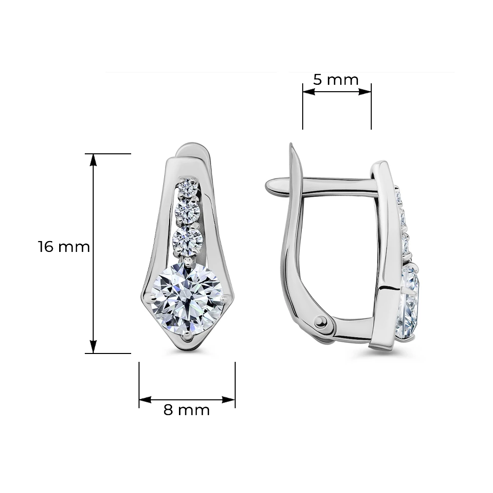 Серьги с фианитами из серебра 925 пробы