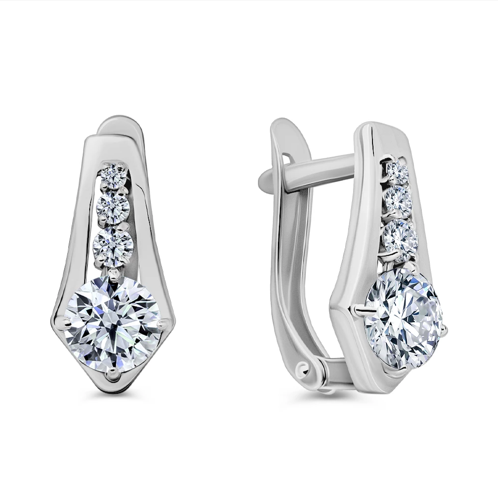 Серьги с фианитами из серебра 925 пробы