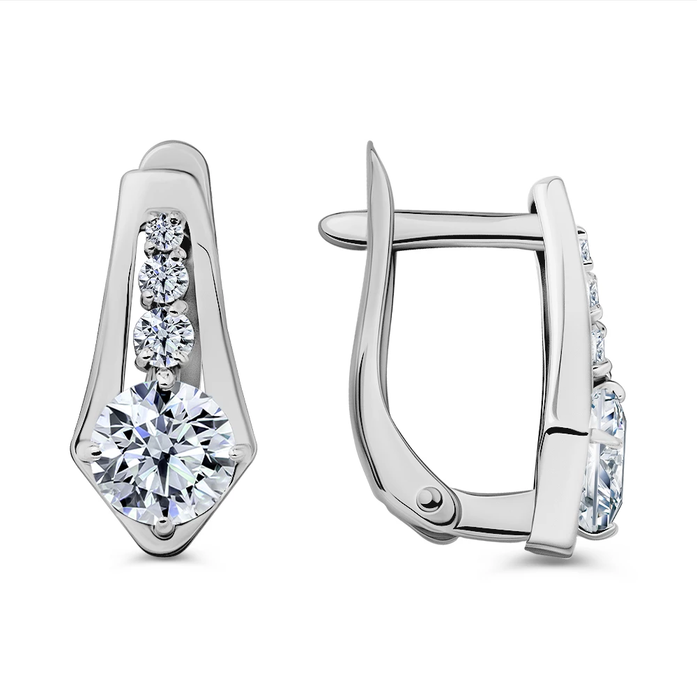 Серьги с фианитами из серебра 925 пробы