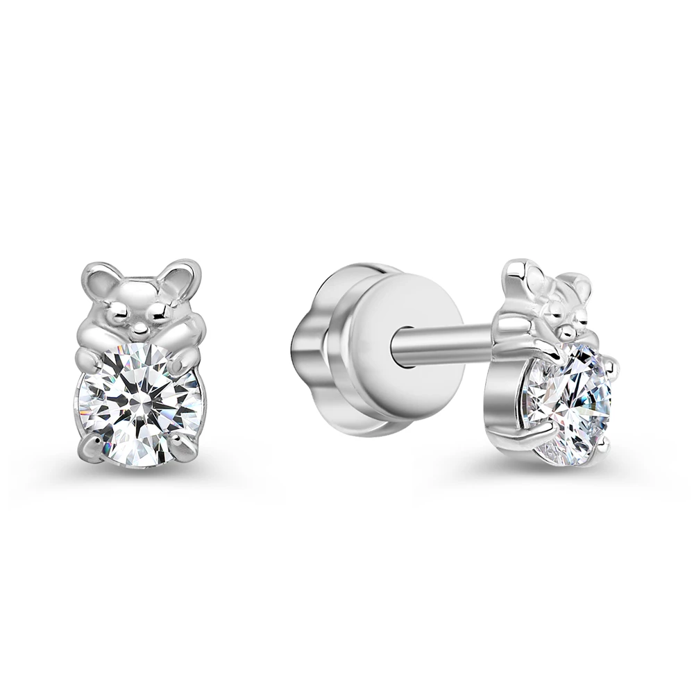 Серьги с фианитами из серебра 925 пробы