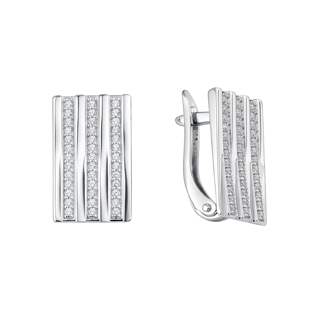 Серьги с фианитами из серебра 925 пробы