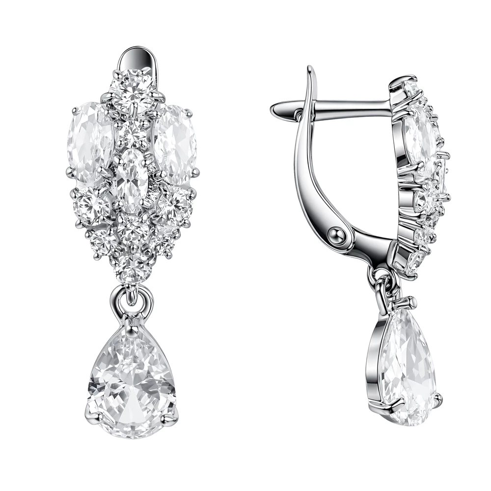 Серьги с фианитами из серебра 925 пробы