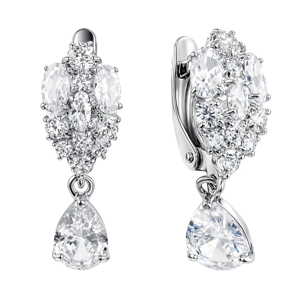 Серьги с фианитами из серебра 925 пробы