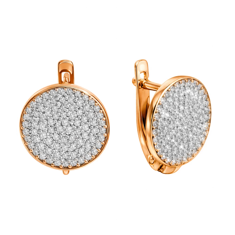 Серьги с фианитами из серебра 925 пробы