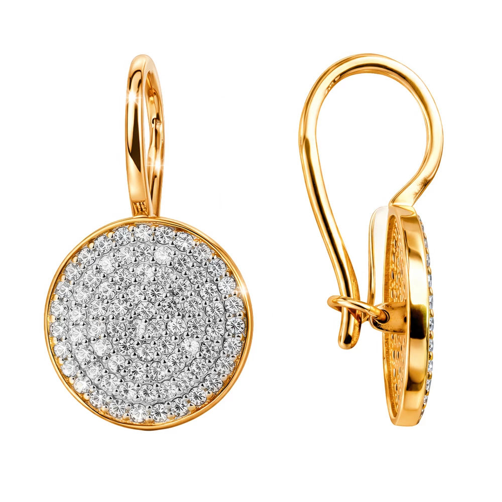 Серьги с фианитами из серебра 925 пробы