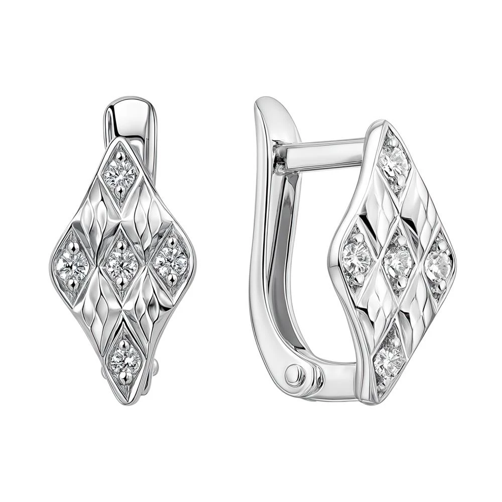 Серьги с фианитами из серебра 925 пробы