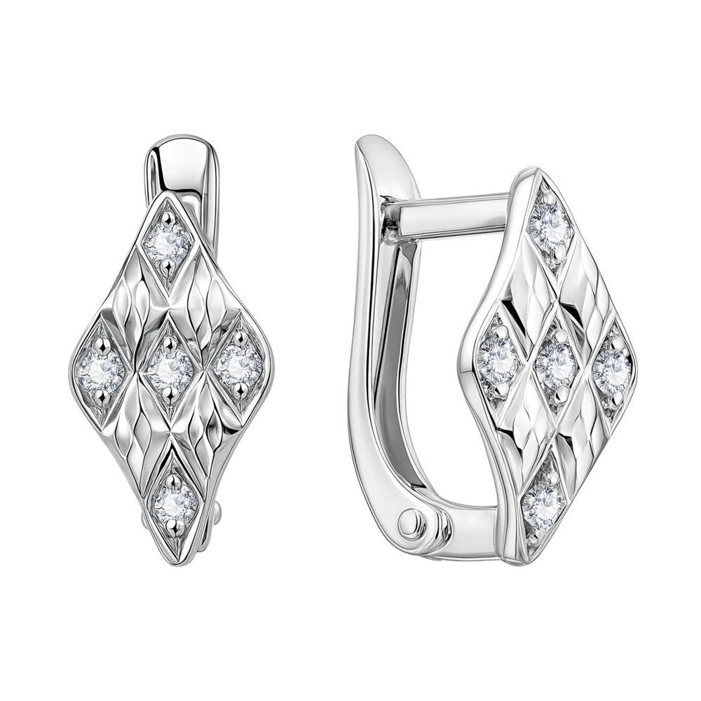 Серьги с фианитами из серебра 925 пробы