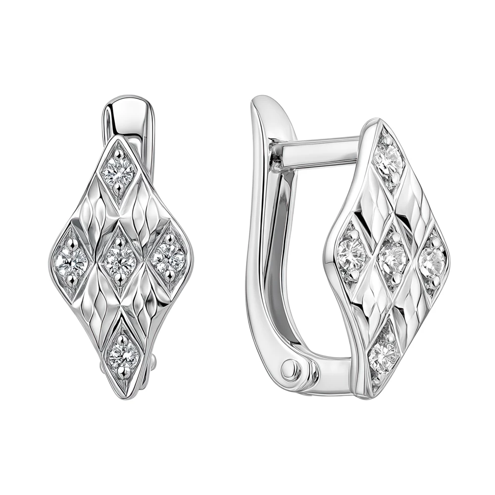 Серьги с фианитами из серебра 925 пробы