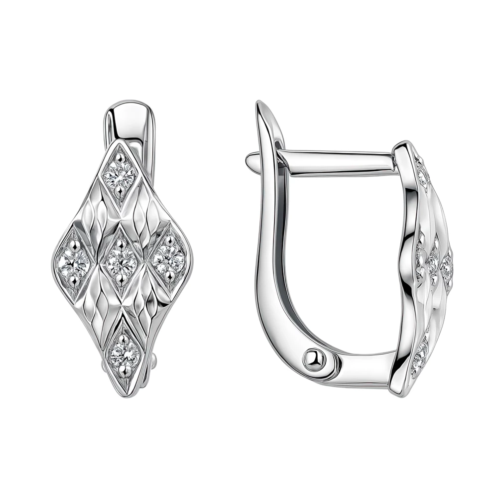 Серьги с фианитами из серебра 925 пробы