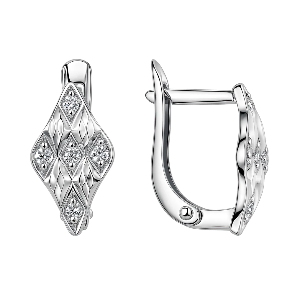 Серьги с фианитами из серебра 925 пробы