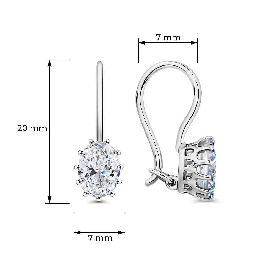 Серьги с фианитами из серебра 925 пробы