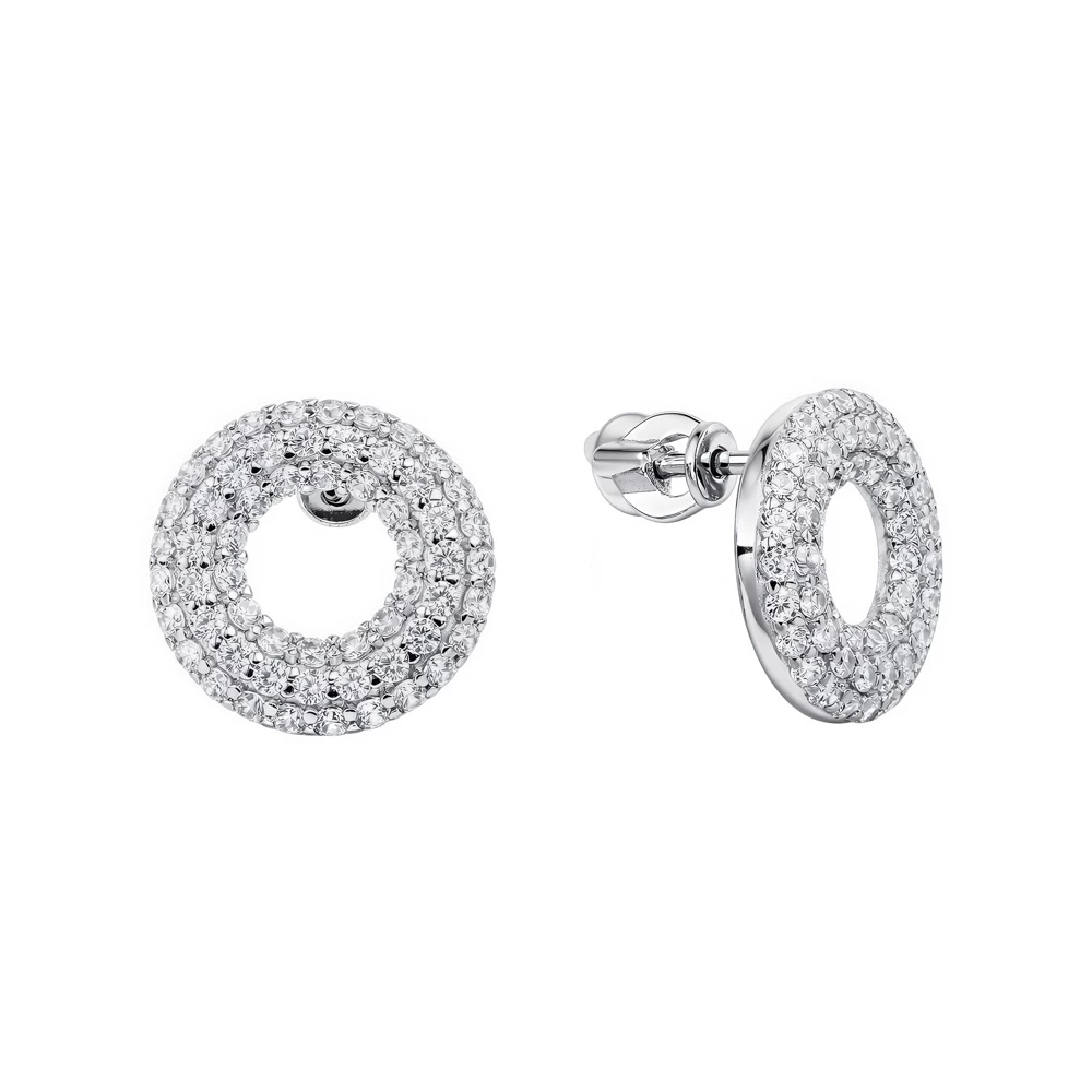 Серьги с фианитами из серебра 925 пробы