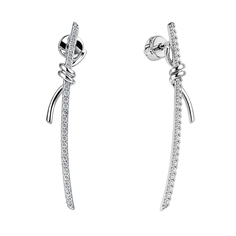 Серьги с фианитами из серебра 925 пробы