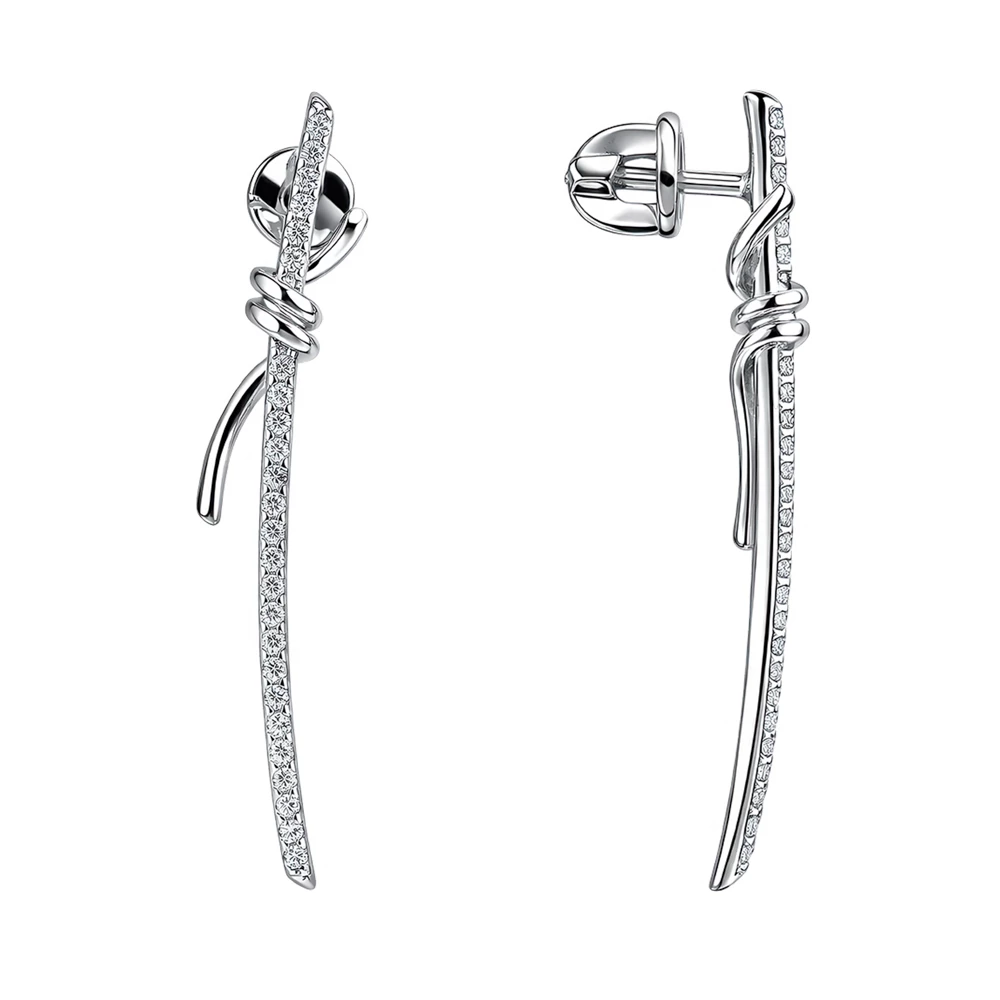 Серьги с фианитами из серебра 925 пробы