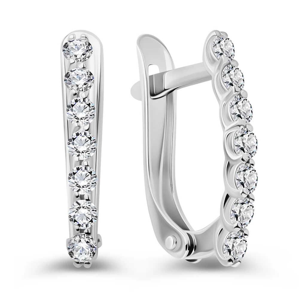 Серьги с фианитами из серебра 925 пробы