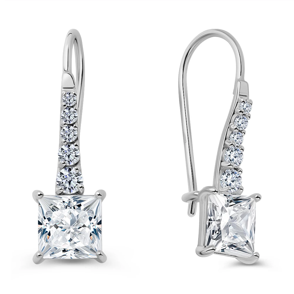 Серьги с фианитами из серебра 925 пробы