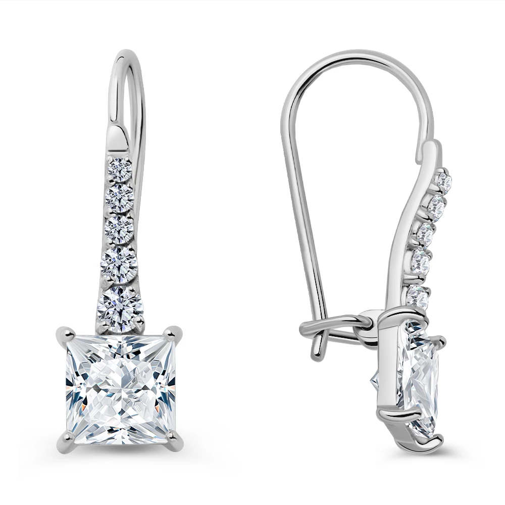 Серьги с фианитами из серебра 925 пробы