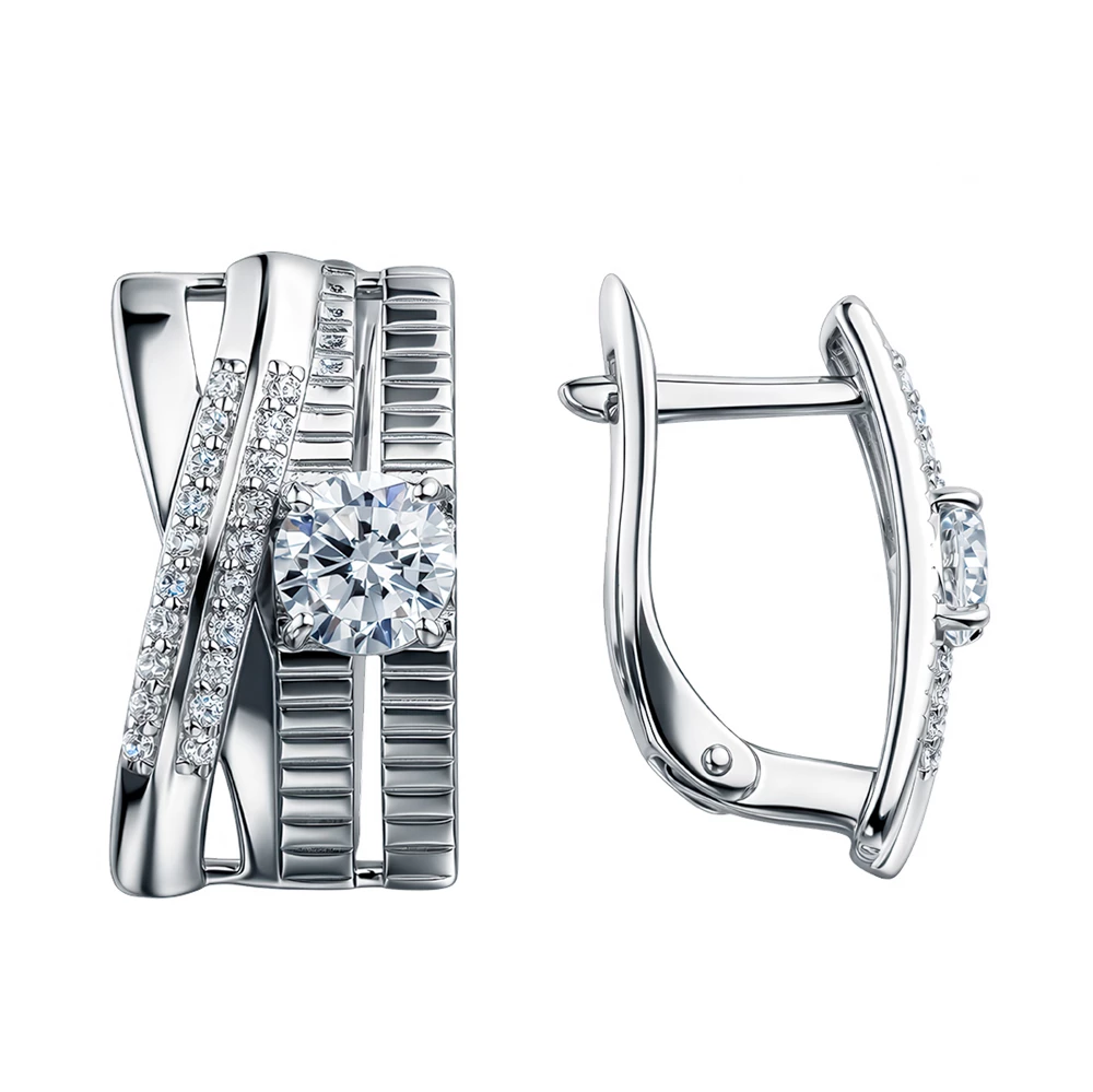 Серьги с фианитами из серебра 925 пробы