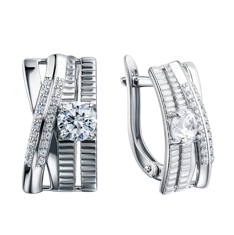 Серьги с фианитами из серебра 925 пробы