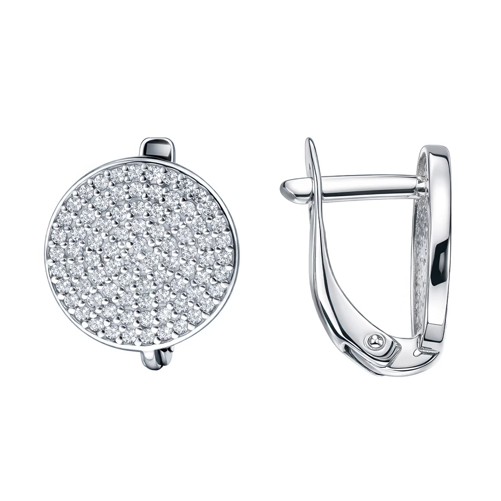 Серьги с фианитами из серебра 925 пробы