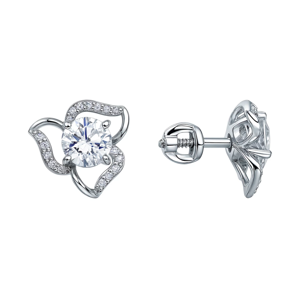 Серьги с фианитами из серебра 925 пробы