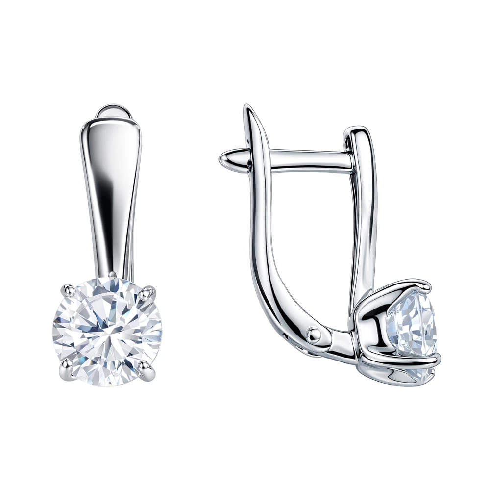 Серьги с фианитами из серебра 925 пробы