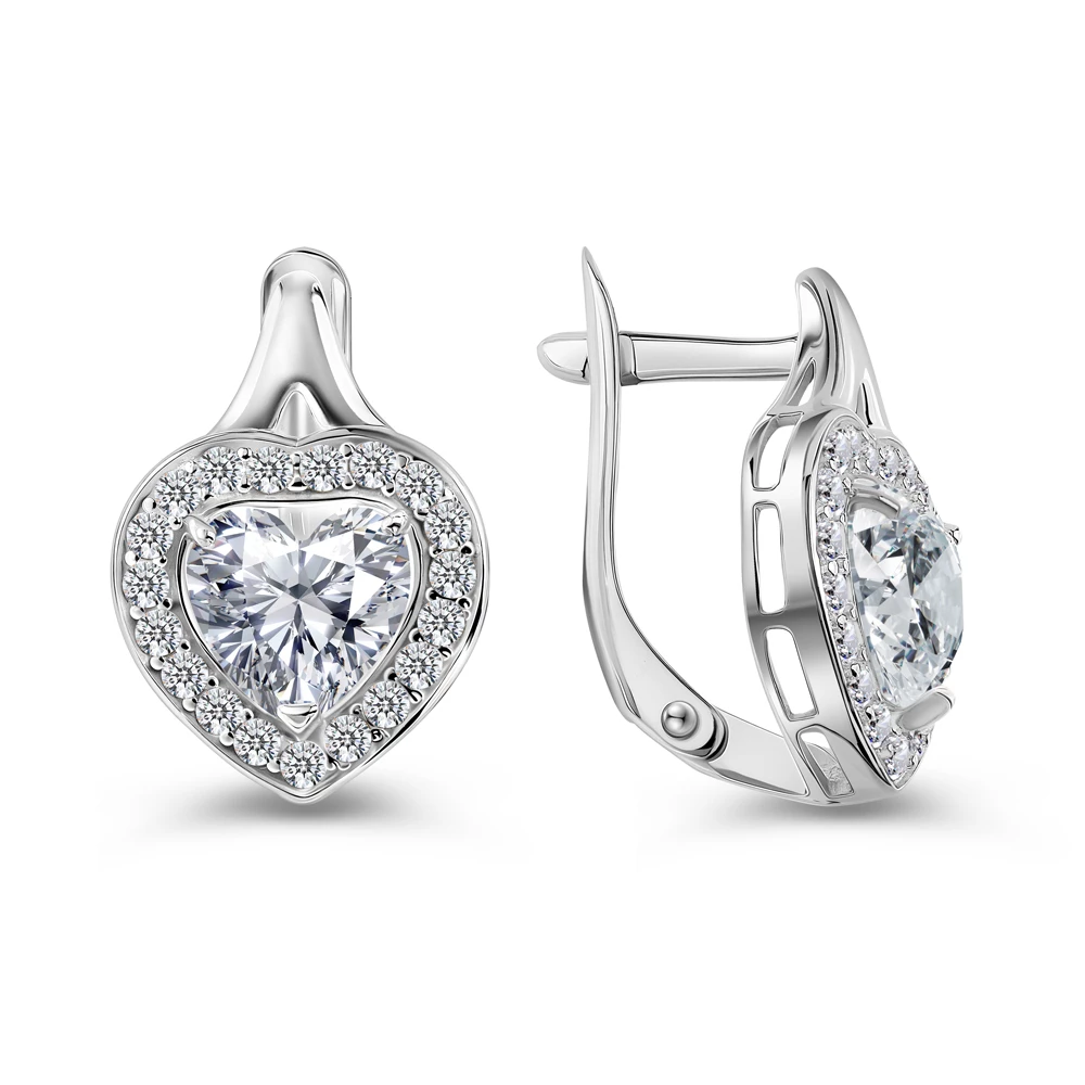 Серьги с фианитами из серебра 925 пробы