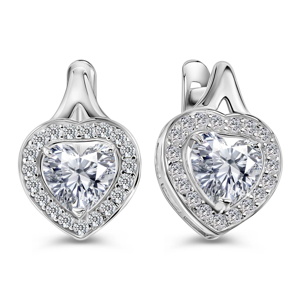 Серьги с фианитами из серебра 925 пробы