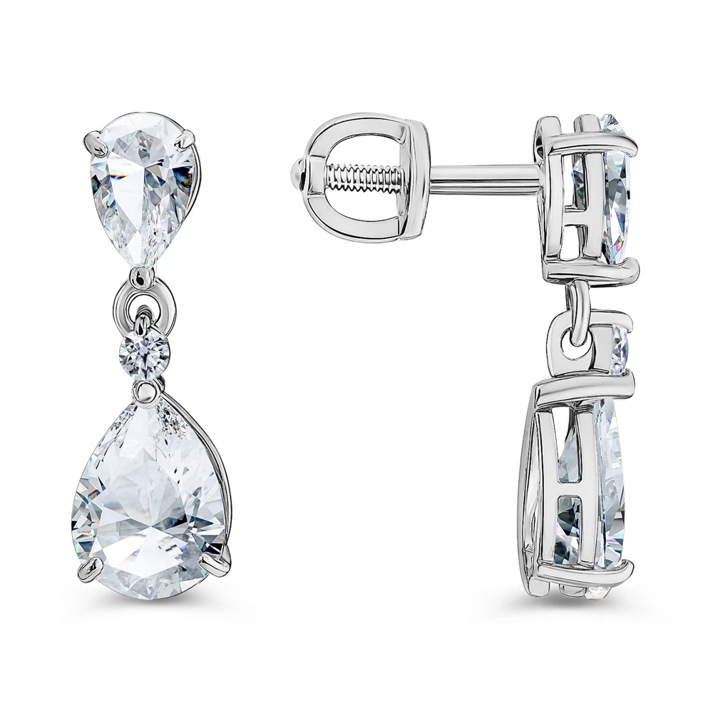 Серьги с фианитами из серебра 925 пробы