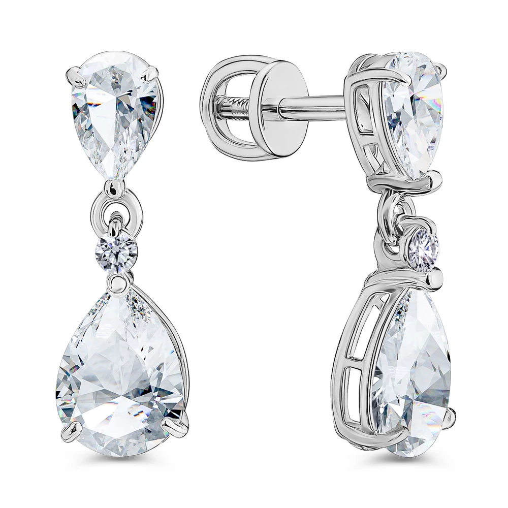Серьги с фианитами из серебра 925 пробы
