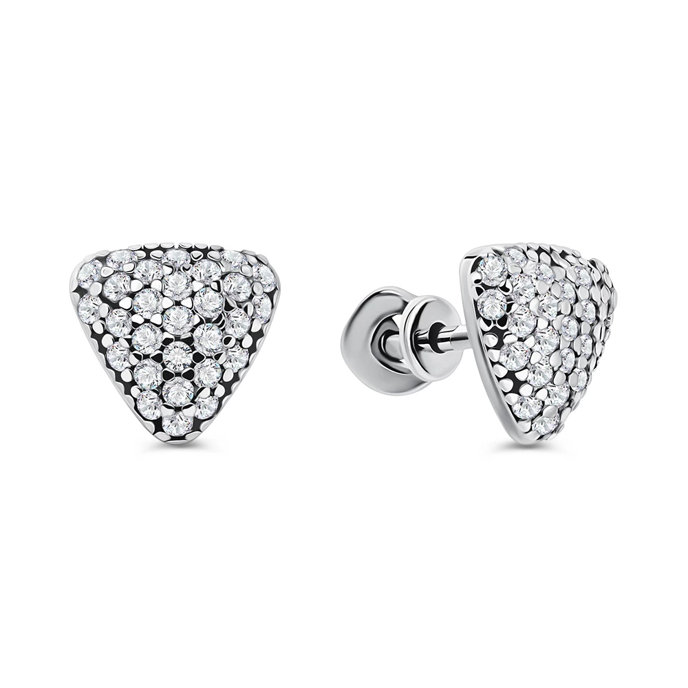 Серьги с фианитами из серебра 925 пробы