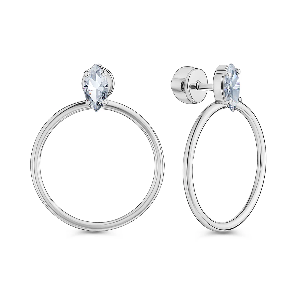 Серьги с фианитами из серебра 925 пробы