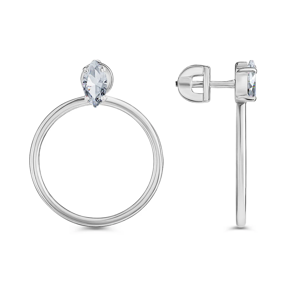 Серьги с фианитами из серебра 925 пробы