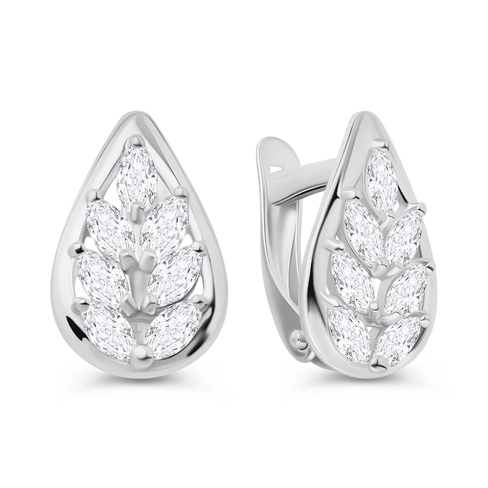 Серьги с фианитами из серебра 925 пробы