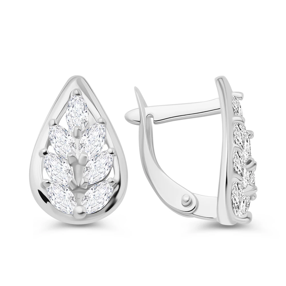 Серьги с фианитами из серебра 925 пробы