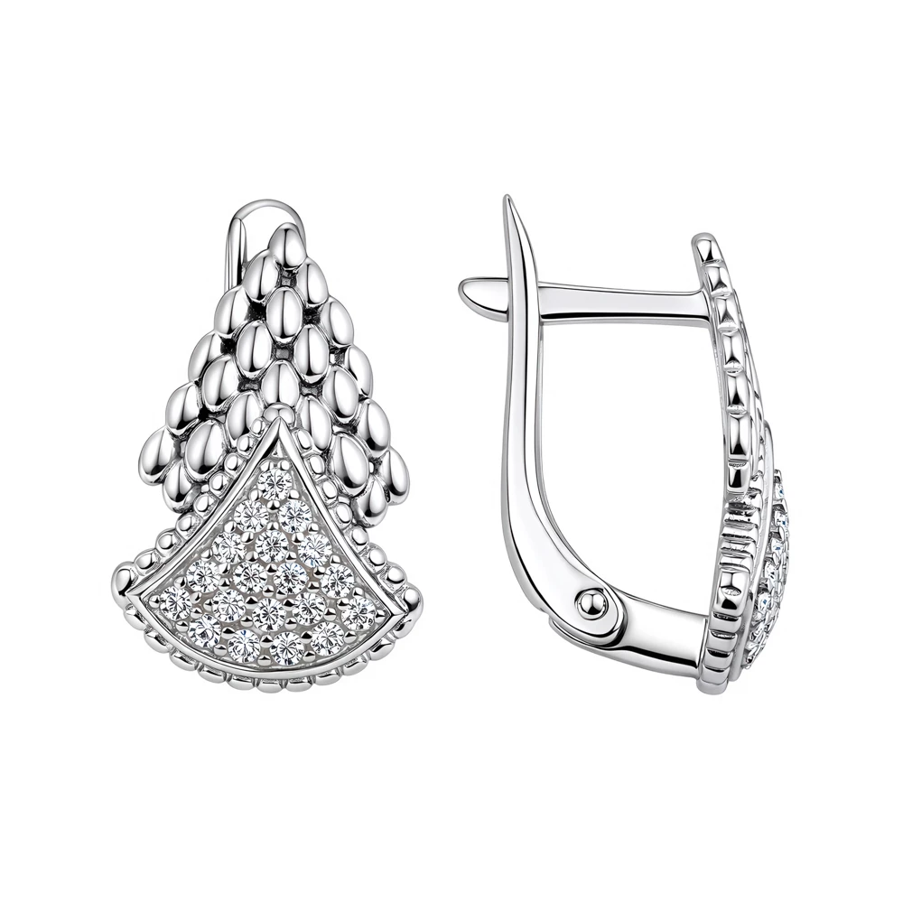 Серьги с фианитами из серебра 925 пробы