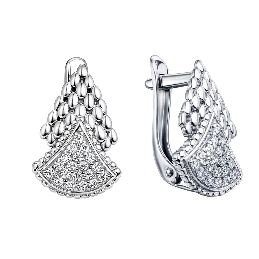 Серьги с фианитами из серебра 925 пробы