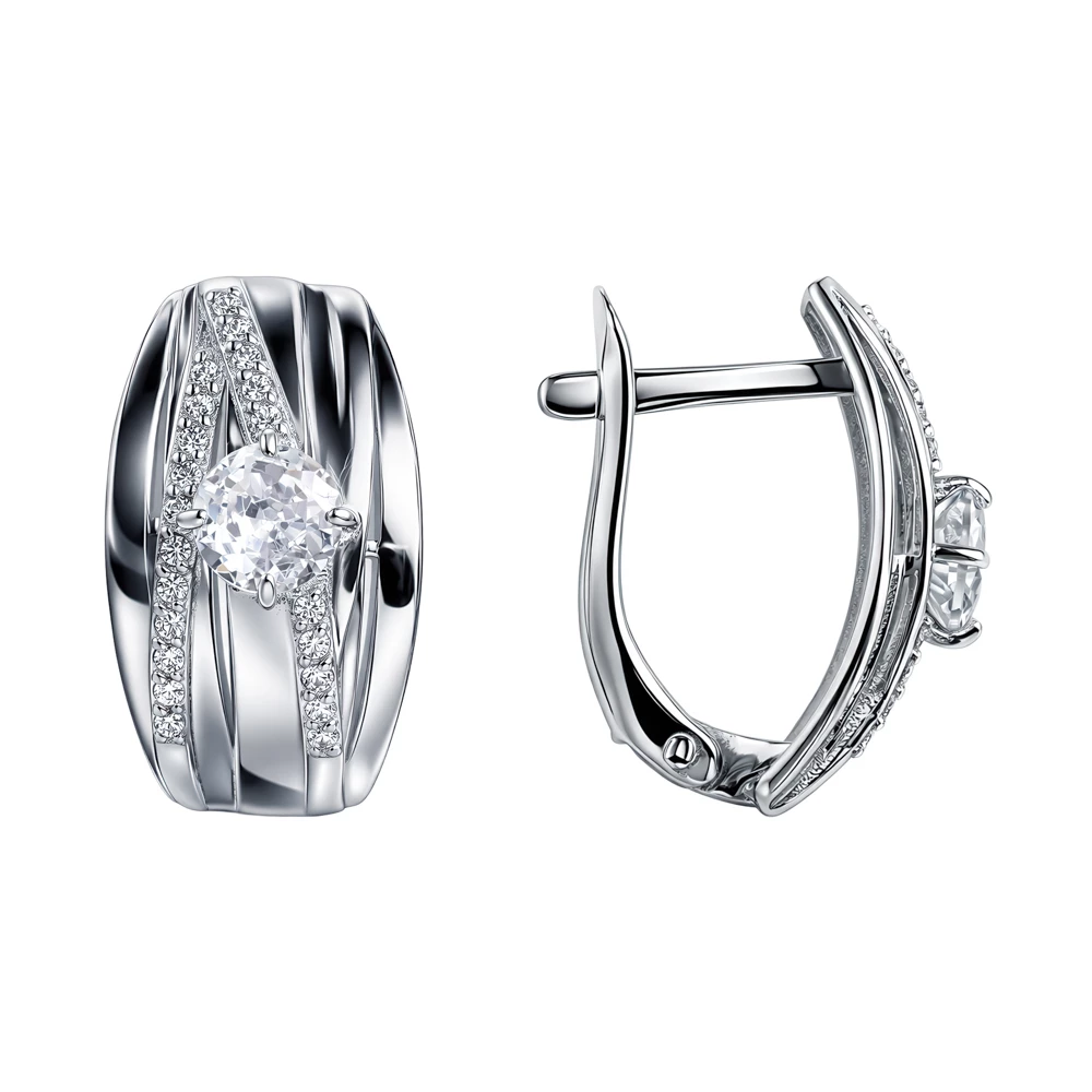 Серьги с фианитами из серебра 925 пробы