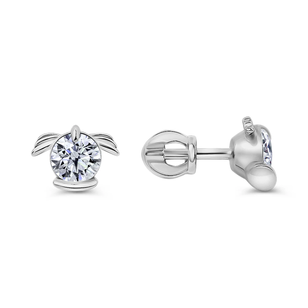 Серьги с фианитами из серебра 925 пробы